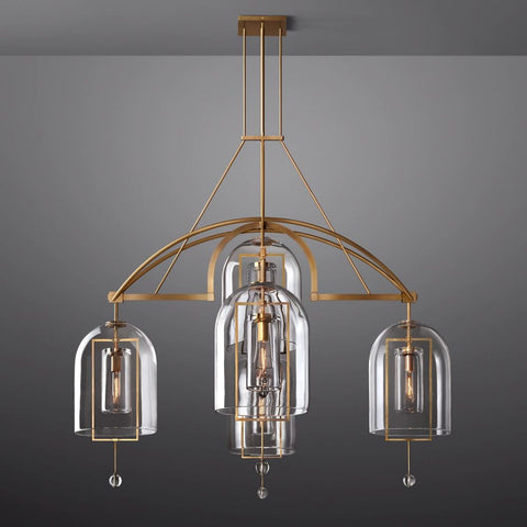 Modern Circular 61" Chandelier from Fulcron Collection 5 Lights - Antique Premium Metal with Refined Gold Finish - A500-CG/51001/61