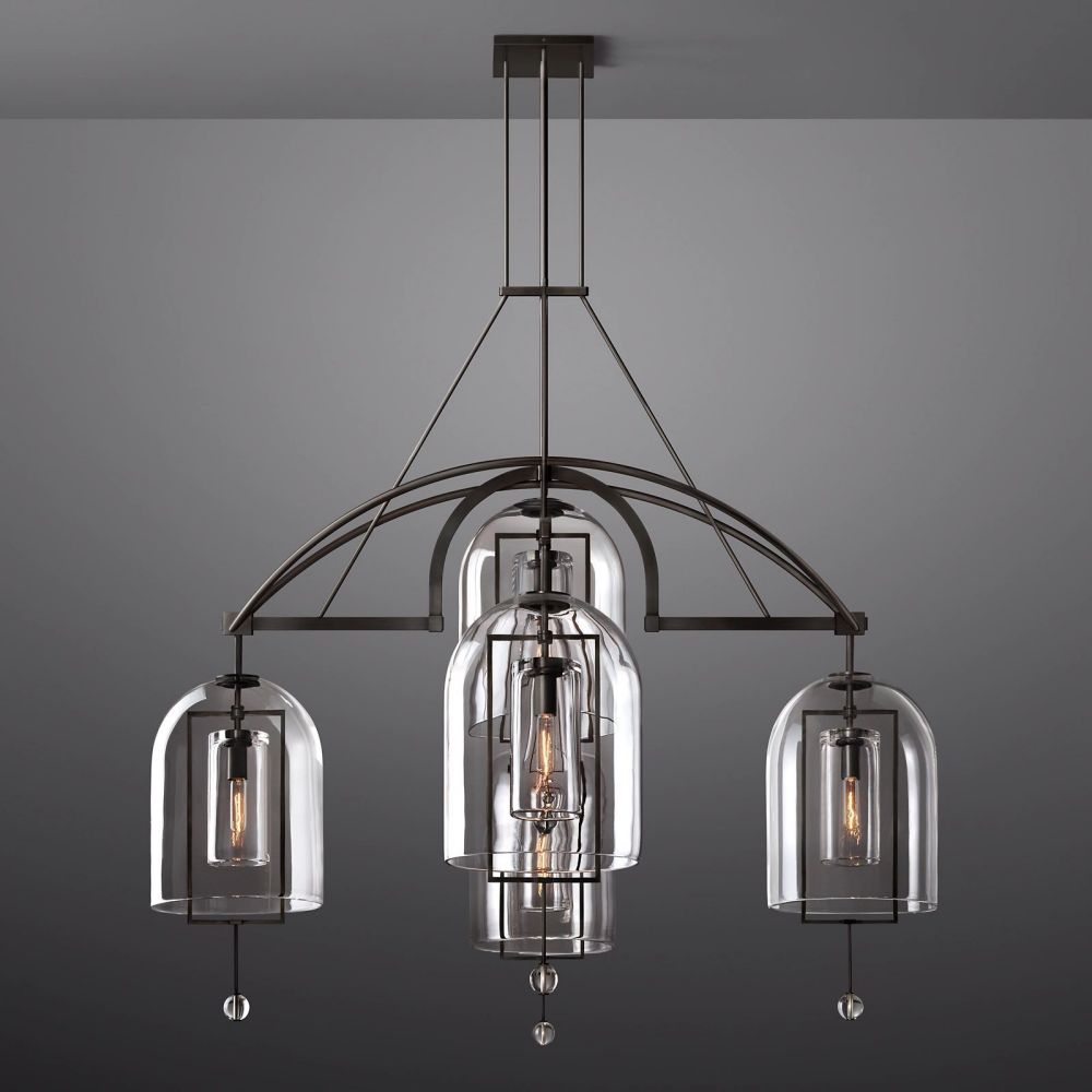Modern Circular 61" Chandelier from Fulcron Collection 5 Lights - Antique Premium Metal with Refined Black Finish - A500-CB/51001/61