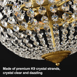 French Empire K9 crystal chandelier in brushed brass