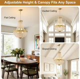 French Empire K9 crystal chandelier in brushed brass