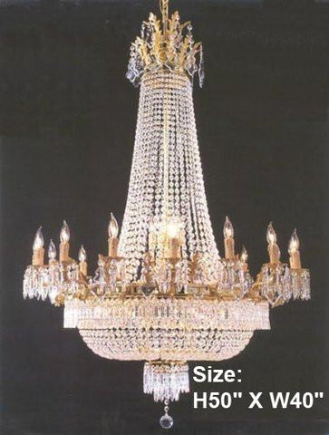 French Empire Crystal Chandelier Lighting Gold H50" X W40" - Perfect For An Entryway Or Foyer - Go-A81-1280/14+7