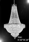 Set of 3-1 French Empire Crystal Chandelier Lighting H50 X W24 & 1 French Empire Crystal Chandelier Lighting H30 X W24 and French Empire Crystal Semi Flush Basket Chandelier Chandeliers Lighting H18 - C7/CS/870/9+CS/870/9+ FLUSH/CS/870/9 A500-