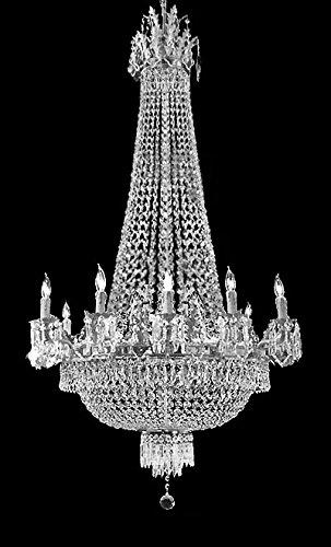 French Empire Silver Crystal Chandelier Chandeliers Lighting W25" H52" 12 Lights - Great for The Dining Room, Foyer, Entry Way, Living Room! - A500-C7/CS/1280/8+4
