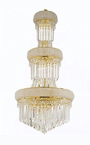 French Empire Empress Crystal (Tm) Chandelier Optical-Quality Fringe Prisms H50" X W30" - Perfect For An Entryway Or Foyer - A500-B40/Cg/541/24