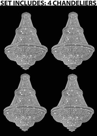 Set Of 4 - French Empire Crystal Chandelier Lighting H72" X W50" - Perfect For Ballrooms Or Event Halls - 4Ea-Silver/448/48 A500-
