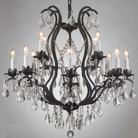 Wrought Iron Chandelier Lighting Dressed With Swarovski Crystal - A500-3034/8+4Sw