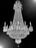 Set of 2-1 French Empire Silver Crystal Chandelier Lighting W 25" H52" 12 Lights - Great for The Dining Room, Foyer, Entry Way, Living Room and 1 French Empire Silver Crystal Chandelier Light 25X32 - A500-1EA C7/CS/1280/8+4 + 1EA CS/1280/8+4