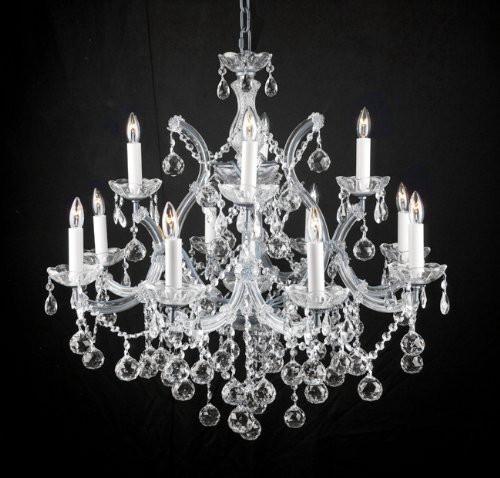 New Lighting Chandelier W/ Crystal Balls 28 X 30 - A500-Silver/Balls/21532/12+1