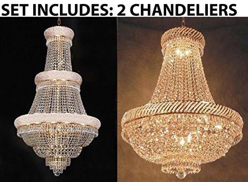 Set Of 2 - 1 For Entryway/Foyer And 1 For Dining Room French Empire Empress Crystal (Tm) Chandeliers Chandelier Lighting - 1Ea Cg/448/21 + 1Ea Cg/448/9 A500-