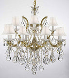 Swarovski Crystal Trimmed Chandelier Chandelier Lighting With White Shades H30" X W28" - A500-Whiteshades/B7/21532/12+1Sw