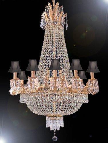 Swarovski Crystal Trimmed Chandelier Empire Chandelier H50" W30" With Black Shades - A500-Sc/Blackshade/1280/10+5Largesw