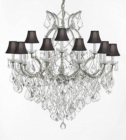 Maria Theresa Empress Crystal (Tm) Chandelier Lighting H 38" W 37" With Black Shades - A500-Sc/Silver/1/21510/15+1