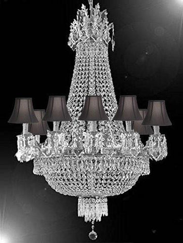 Swarovski Crystal Trimmed Chandelier French Empire Crystal Chandelier Lighting Chandeliers H32" X W25" With Black Shades - A500-Cs/Blackshade/1280/8+4 Sw