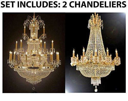 Set Of 2 - 1 For Entryway/Foyer And 1 For Dining Room French Empire Empress Crystal (Tm) Chandeliers Chandelier Lighting - A500-1Ea 1287/12+6+3 + 1Ea 1280/8+4