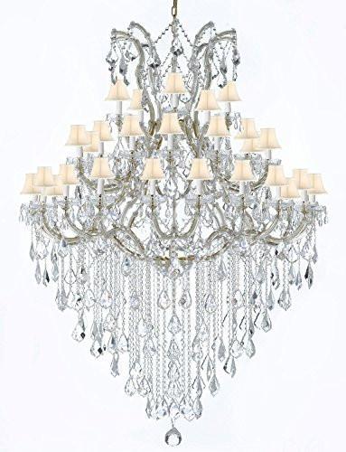 Maria Theresa Crystal Chandelier Trimmed With Spectratm Crystal And White Shade - Reliable Crystal Quality By Swarovski - A500-Gold/Whiteshade/B13/2756/36+1Sw
