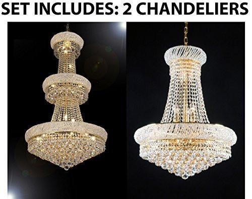 Set Of 2 - 1 For Entryway/Foyer And 1 For Dining Room French Empire Empress Crystal (Tm) Chandeliers Chandelier Lighting - 1Ea Cg/541/24 + 1Ea Cg/542/15 A500-