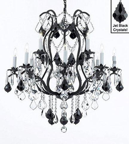 Wrought Iron Crystal Chandelier Lighting Chandeliers H30" X W28" - A500-B20/3034/8+4