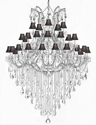 Maria Theresa Crystal Chandelier Trimmed With Spectratm Crystal And Black Shade - Reliable Crystal Quality By Swarovski - A500-Silver/Blackshade/B13/2756/36+1Sw