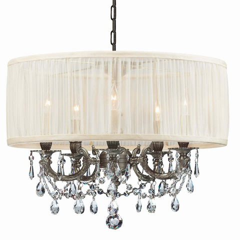 5 Light Pewter Traditional Mini Chandelier Draped In Clear Spectra Crystal - C193-5535-PW-SAW-CLQ