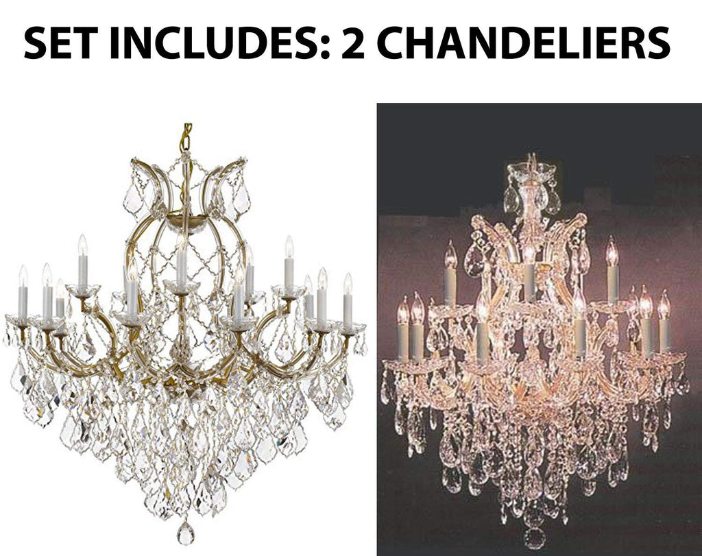 Set of 2-1 Maria Theresa Chandelier Crystal Lighting Chandeliers Lights Fixture Ceiling Lamp H38" X W37" and 1 Chandelier Crystal Lighting H30" X W28" - 1/21510/15+1 + 21532/12+1 A500-