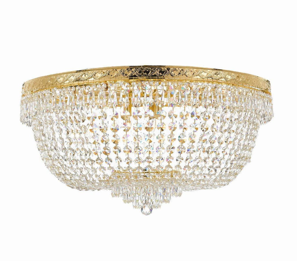Nail Salon French Empire Crystal Flush Chandelier Lighting - Great for The Dining Room, Foyer, Entryway, Family Room, Bedroom, Living Room and More! H 20" W 36" - A500-FLUSH/CG/4199/25
