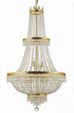 Set of 2-1 French Empire Crystal Chandelier Lighting H50" X W24" - Great for The Dining Room, Foyer, Living Room! and 1 French Empire Crystal Semi Flush Chandelier Lighting H18" X W24" - 1EA CG/870/15 + 1EA FLUSH/870/9 A500-