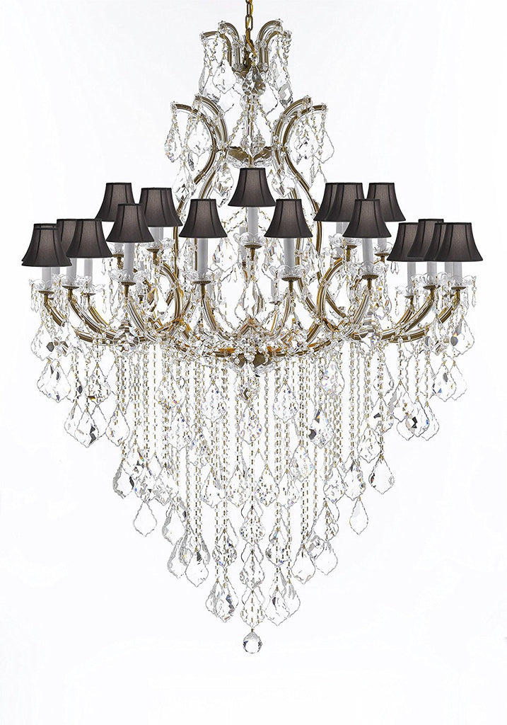 Swarovski Crystal Trimmed Chandelier Lighting Chandeliers H65" X W46" Great for the Foyer, Entry Way, Living Room, Family Room and More w/Black Shades - A500-B12/BLACKSHADES/52/2MT/24+1SW