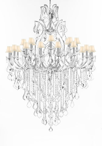 Swarovski Crystal Trimmed Chandelier Lighting Chandeliers H65"XW46" Great for the Foyer, Entry Way, Living Room, Family Room and More w/White Shades - A500-B12/WHITESHADES/CS/52/2MT/24+1SW
