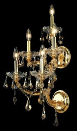 C121-2801W5G-GT By Regency Lighting-Maria Theresa Collection Gold Finish 5 Lights Wall Sconce