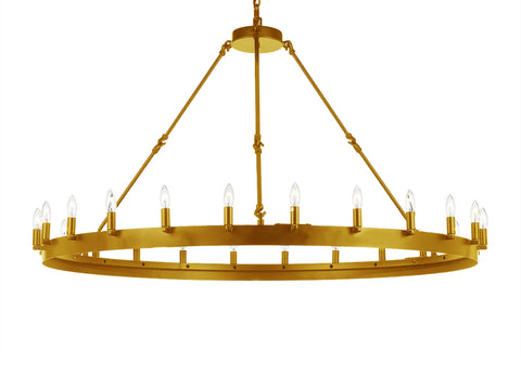 Wrought Iron Vintage Barn Metal Castile 1 Tier Chandelier Industrial Loft Rustic Lighting W 50" H 34" - G7-B48/CG/3428/24