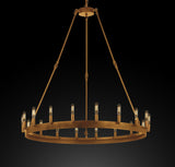 Wrought Iron Vintage Barn Metal Castile One Tier Chandelier Chandeliers Industrial Loft Rustic Lighting W 38" H 40" - A500-CG/3428/18